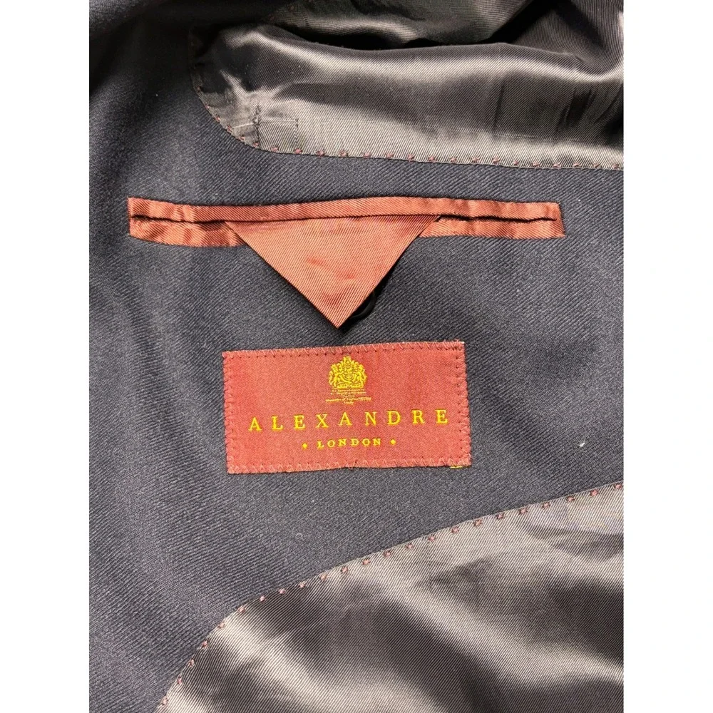 Alexandre London Navy Wool Blazer Gold‎ Buttons Personally Tailored Sylvester 52